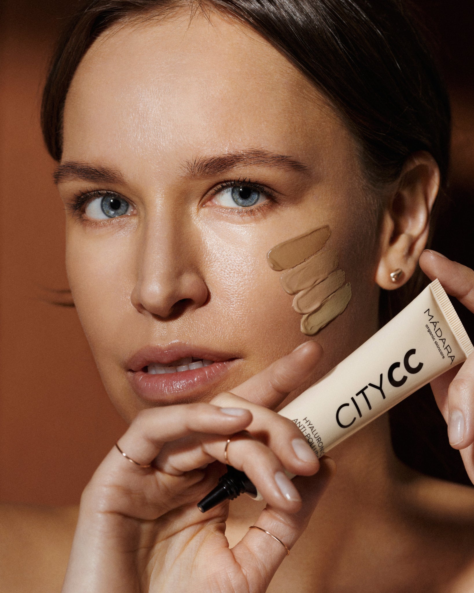 MรDARA Organic Skincare spf 15 tinted cc cream A3411 mineral sunscreen product photo on plain background.