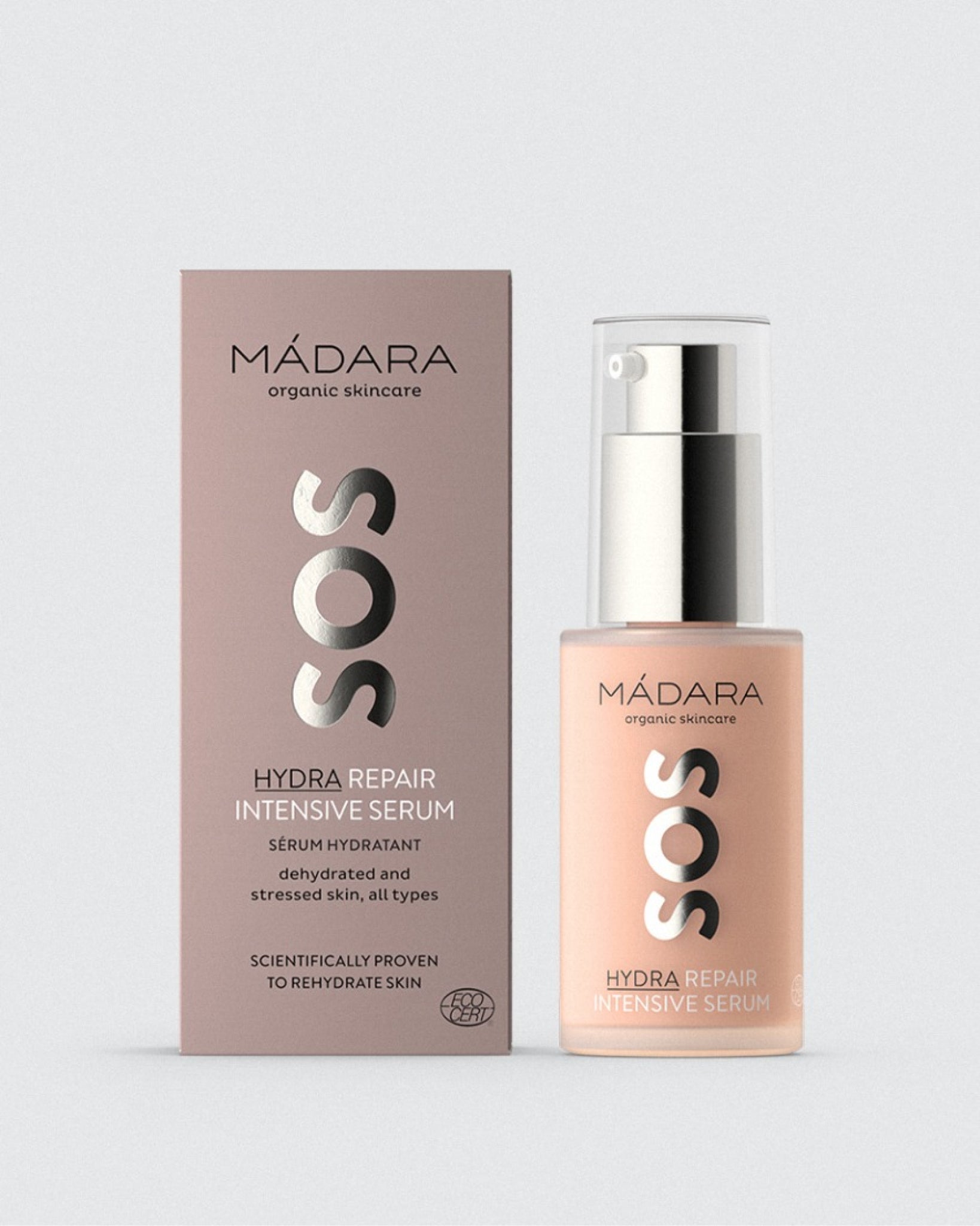 MÁDARA Organic Skincare hydra repair intensive serum 30ml A3021 serum product photo on plain background.