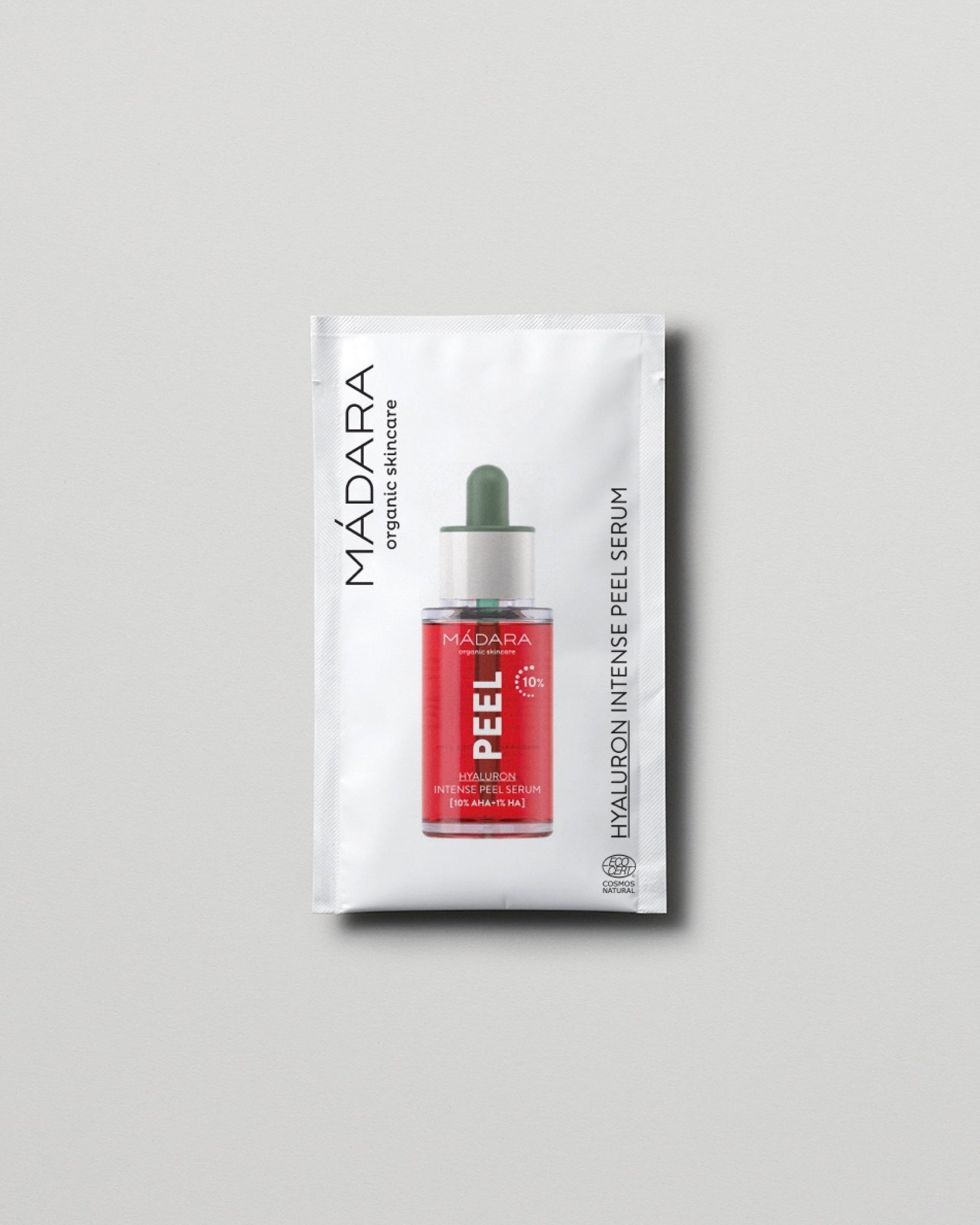 MÁDARA Organic Skincare hyaluron intense peel serum 2ml SC2104 2 serum product photo on plain background.