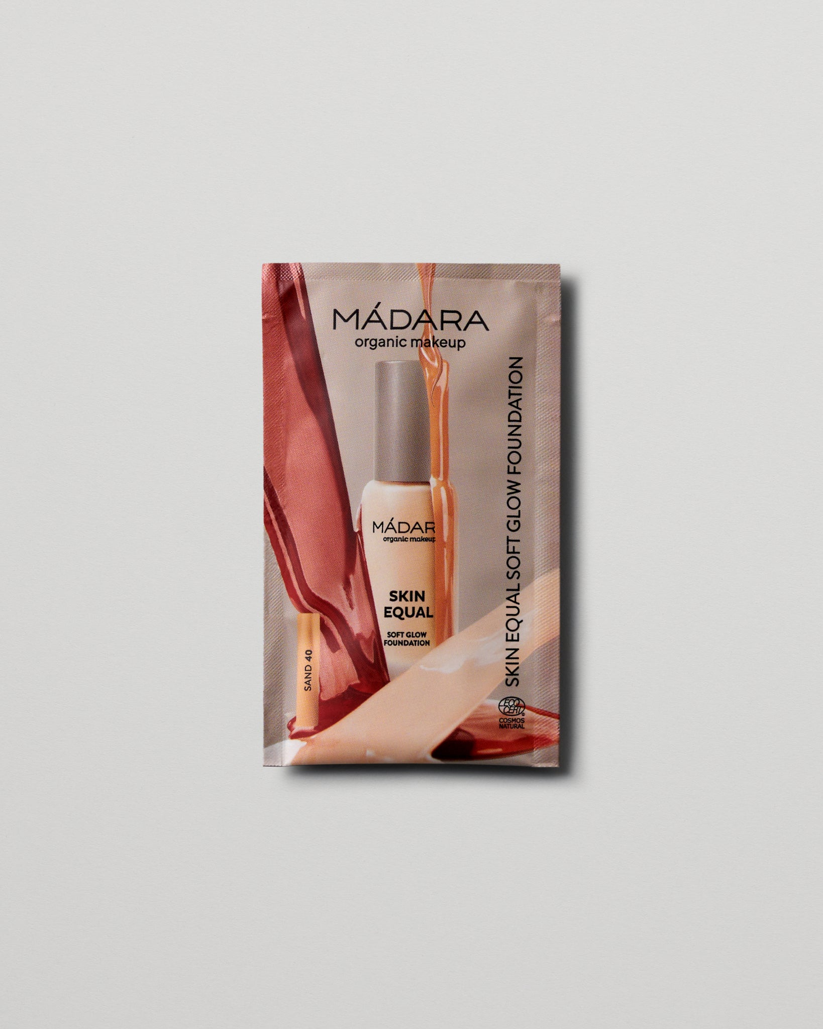 MÁDARA Organic Skincare soft glow foundation spf15 sand 2ml SC6057 2 foundation product photo on plain background.