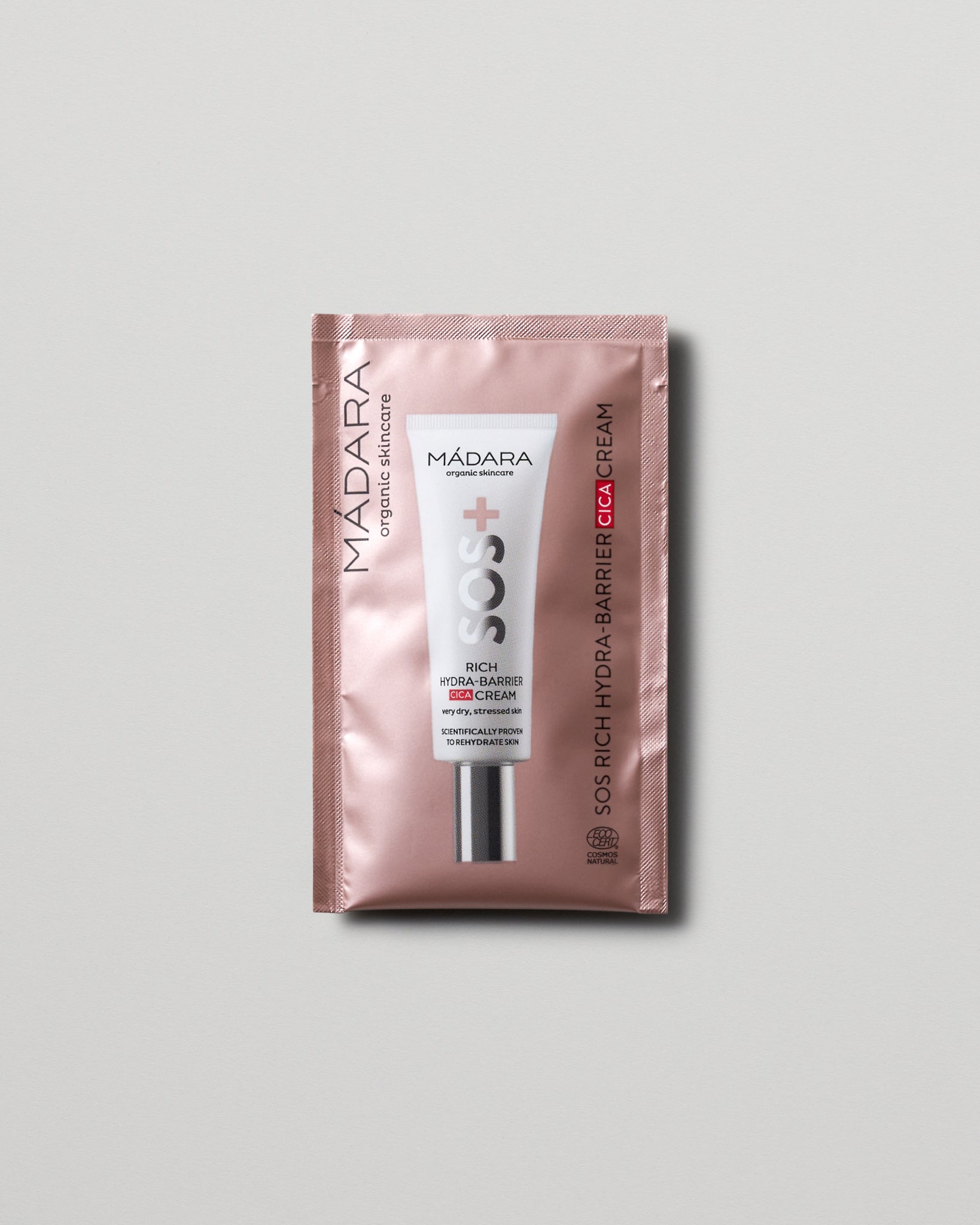 MÁDARA Organic Skincare sos rich hydra barrier cica cream 2ml SC3012 2 face cream product photo on plain background.