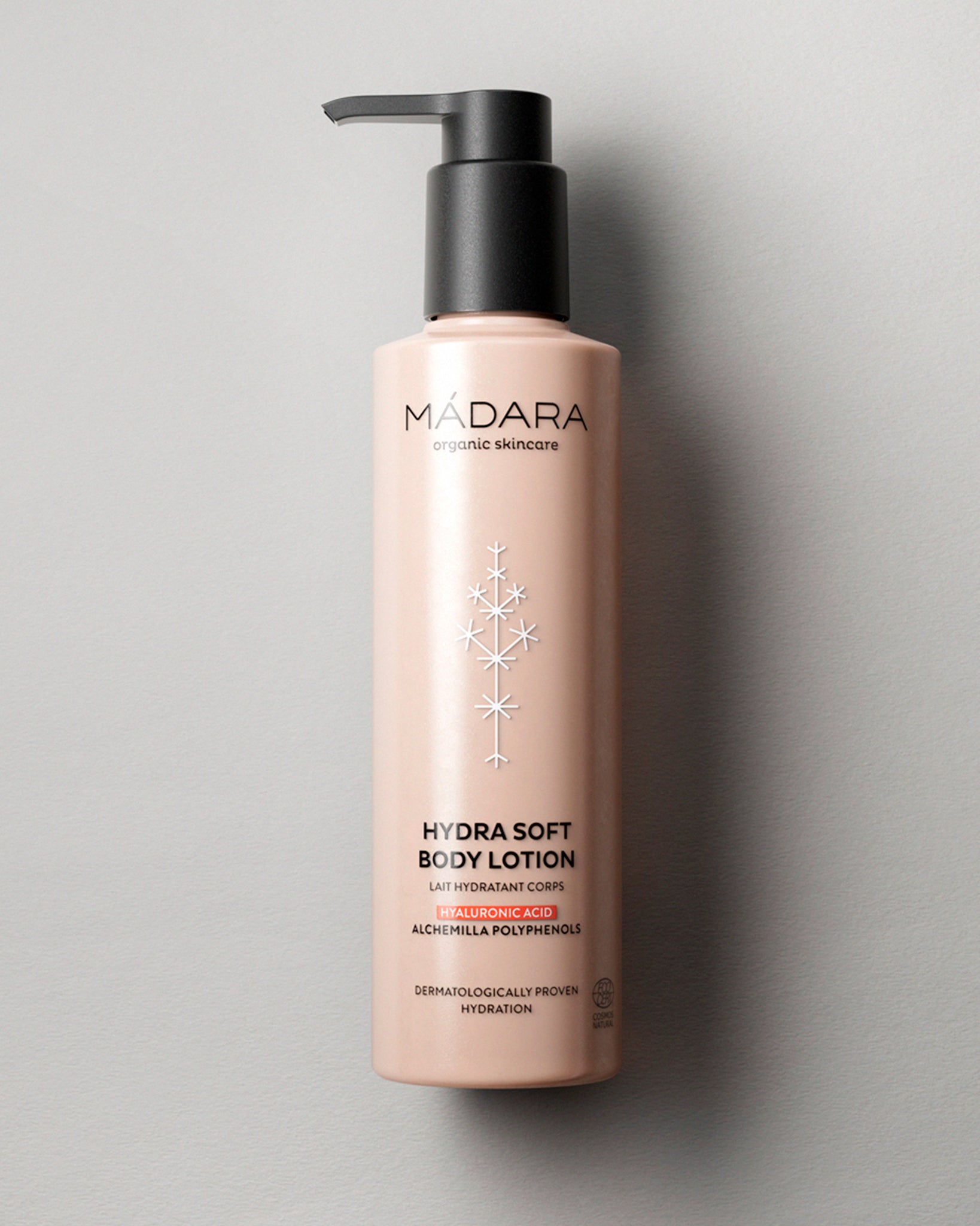 MÁDARA Organic Skincare hydra soft body lotion A1112 lotion product photo on plain background.