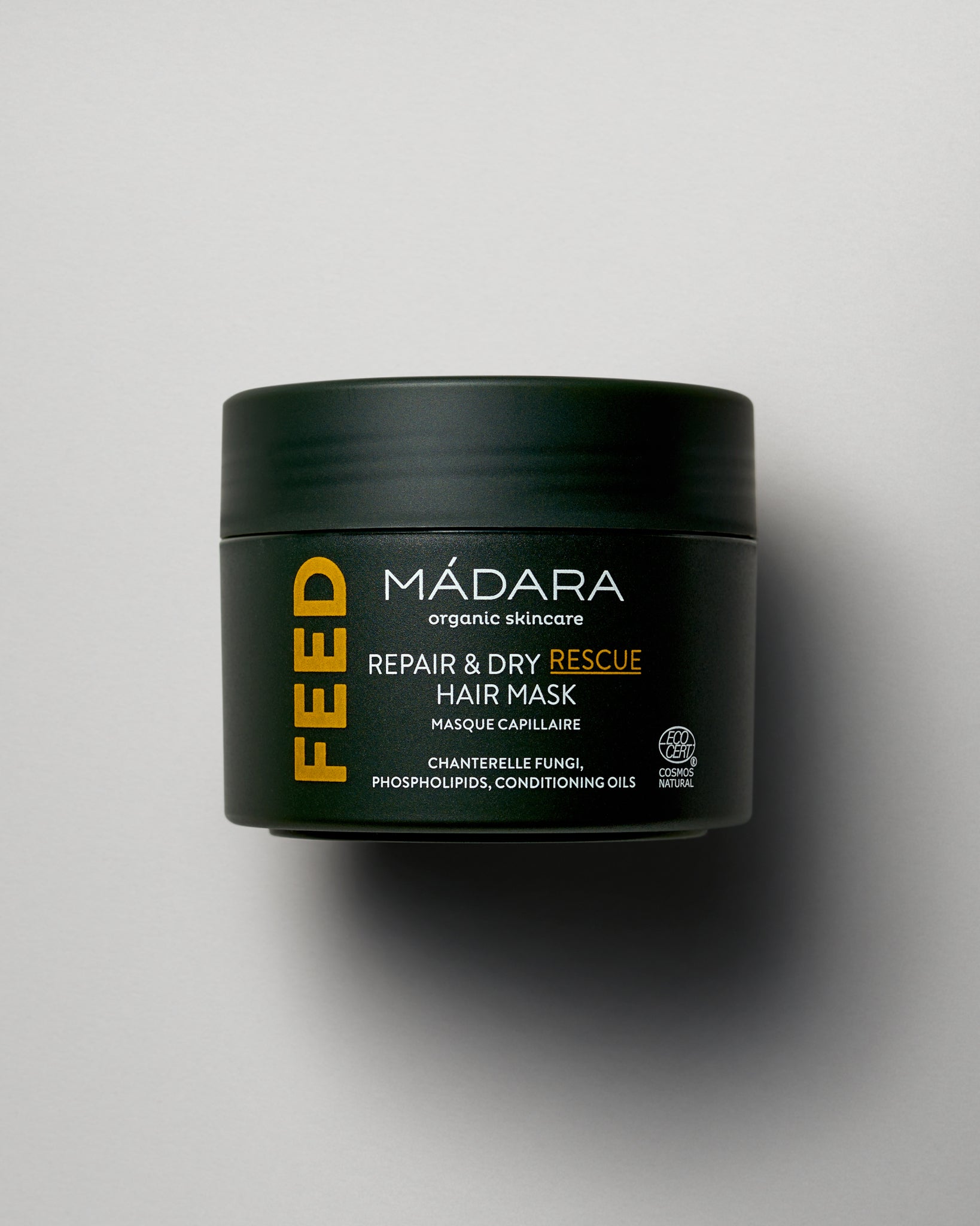MÁDARA Organic Skincare repair dry rescue hair mask A4084 face mask product photo on plain background.