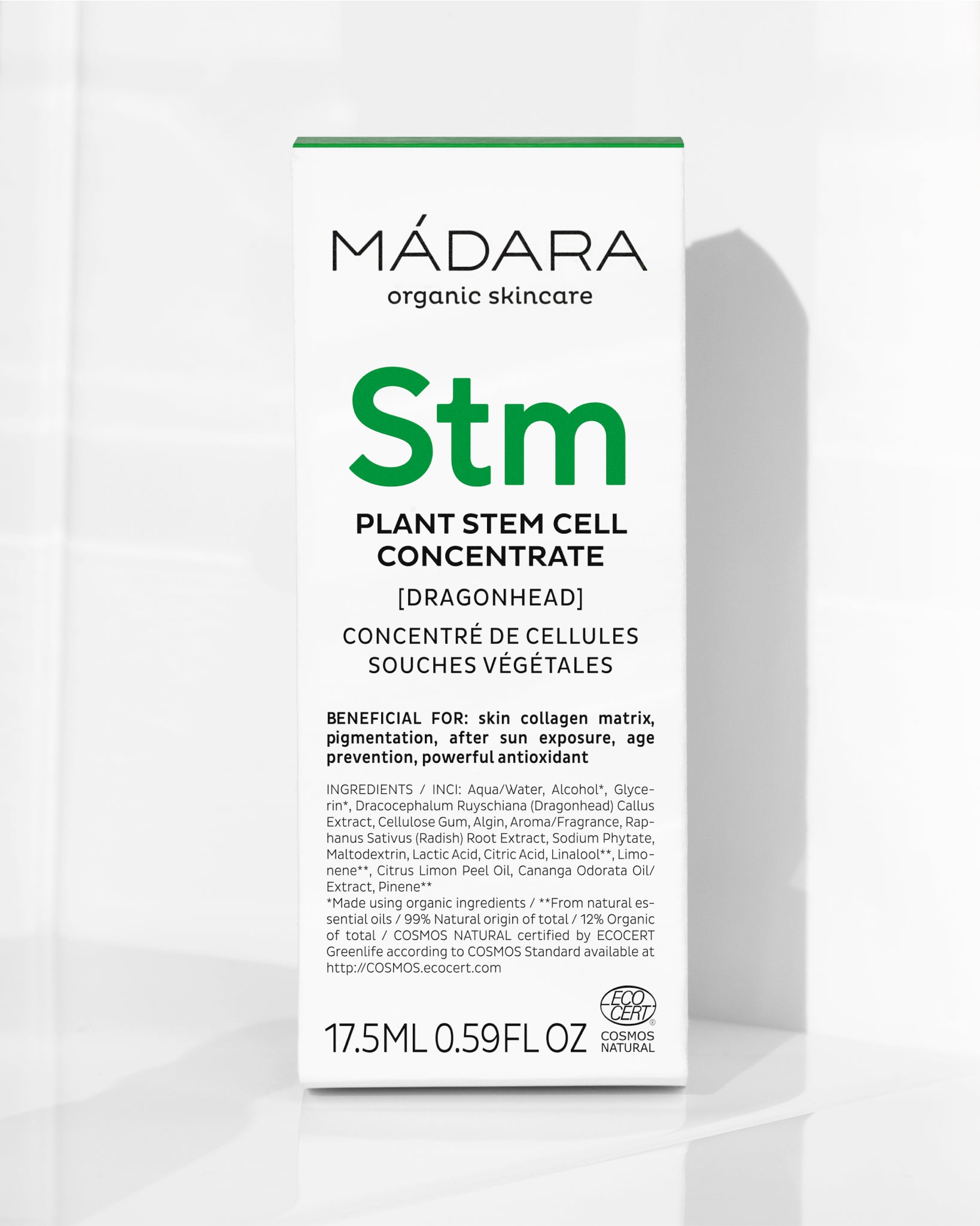 MÁDARA Organic Skincare plant stem cell treatment A3260 product photo on plain background.