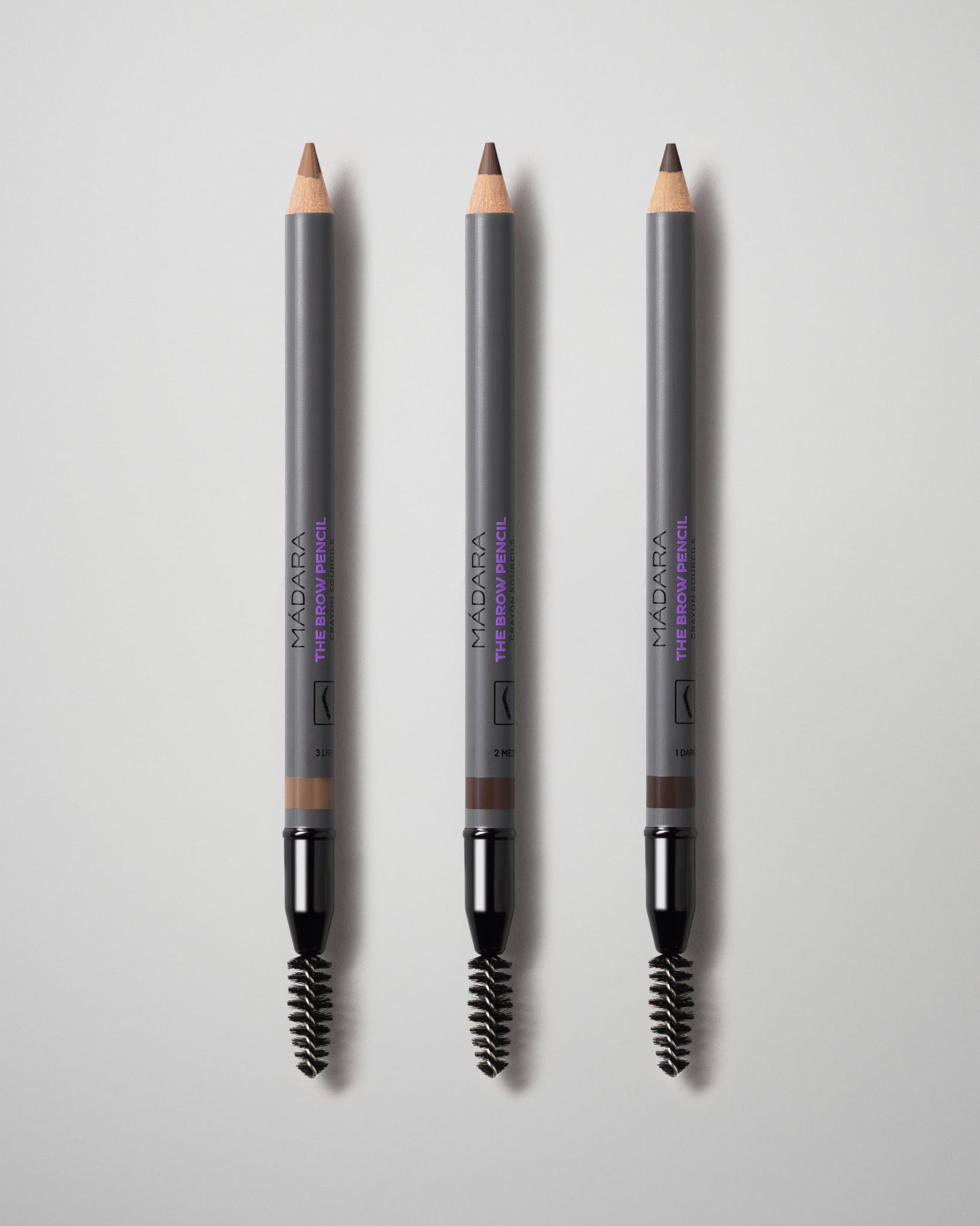 MÁDARA Organic Skincare brow pencil shades A6892 product photo on plain background.