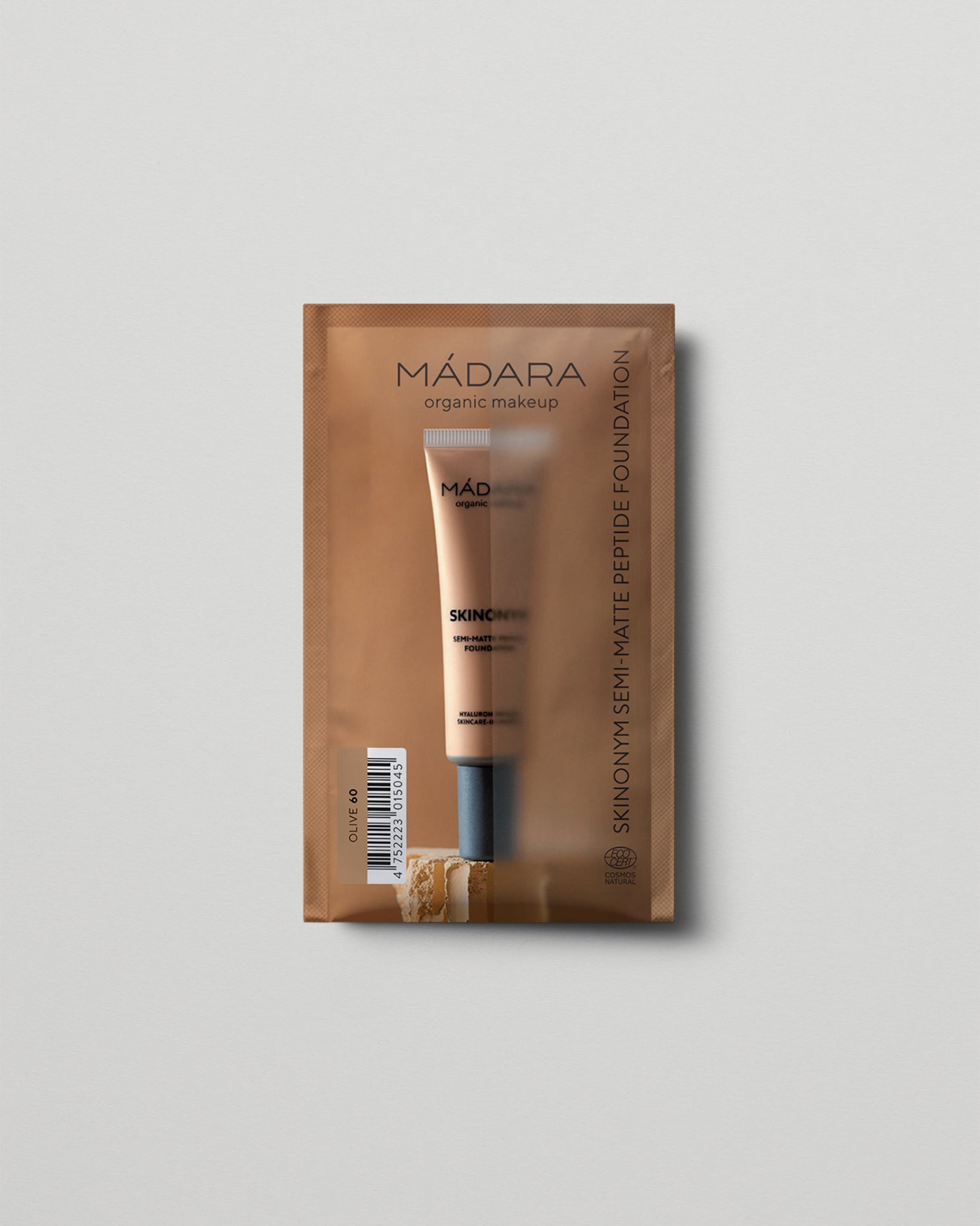 MÁDARA Organic Skincare semi matte peptide foundation olive 2ml SC6091 2 foundation product photo on plain background.