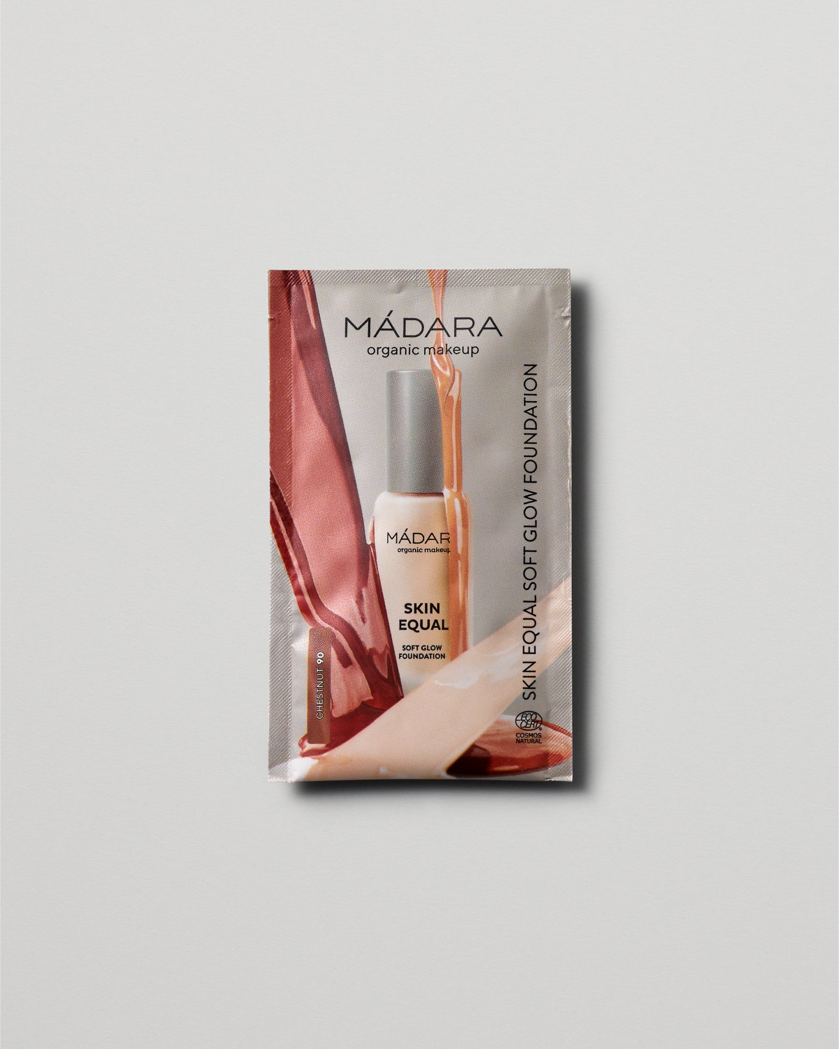 MÁDARA Organic Skincare soft glow foundation spf15 chestnut 2ml SC6067 2 foundation product photo on plain background.